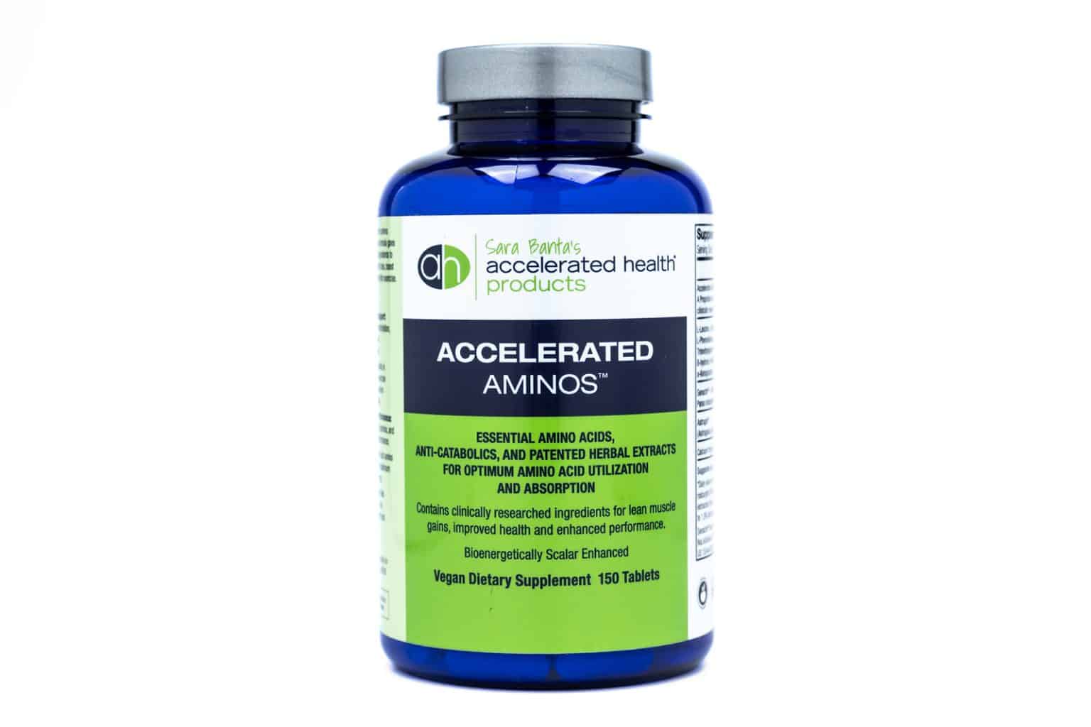 bottle of amino acid supplements