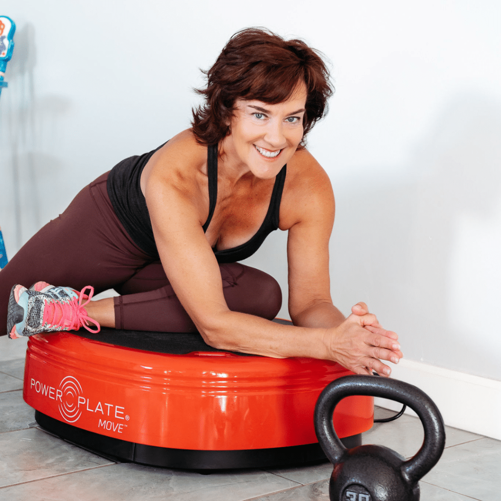 Pigeon pose on Power plate whole body vibration