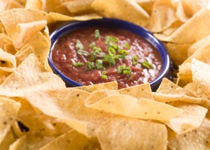 Close-up of chips and salsa