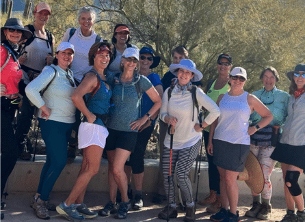 group of women hikers posing